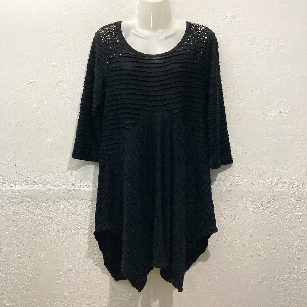 Cactus Tunic Top Whimsigoth Y2k Black Layers Lagenlook Embellished M